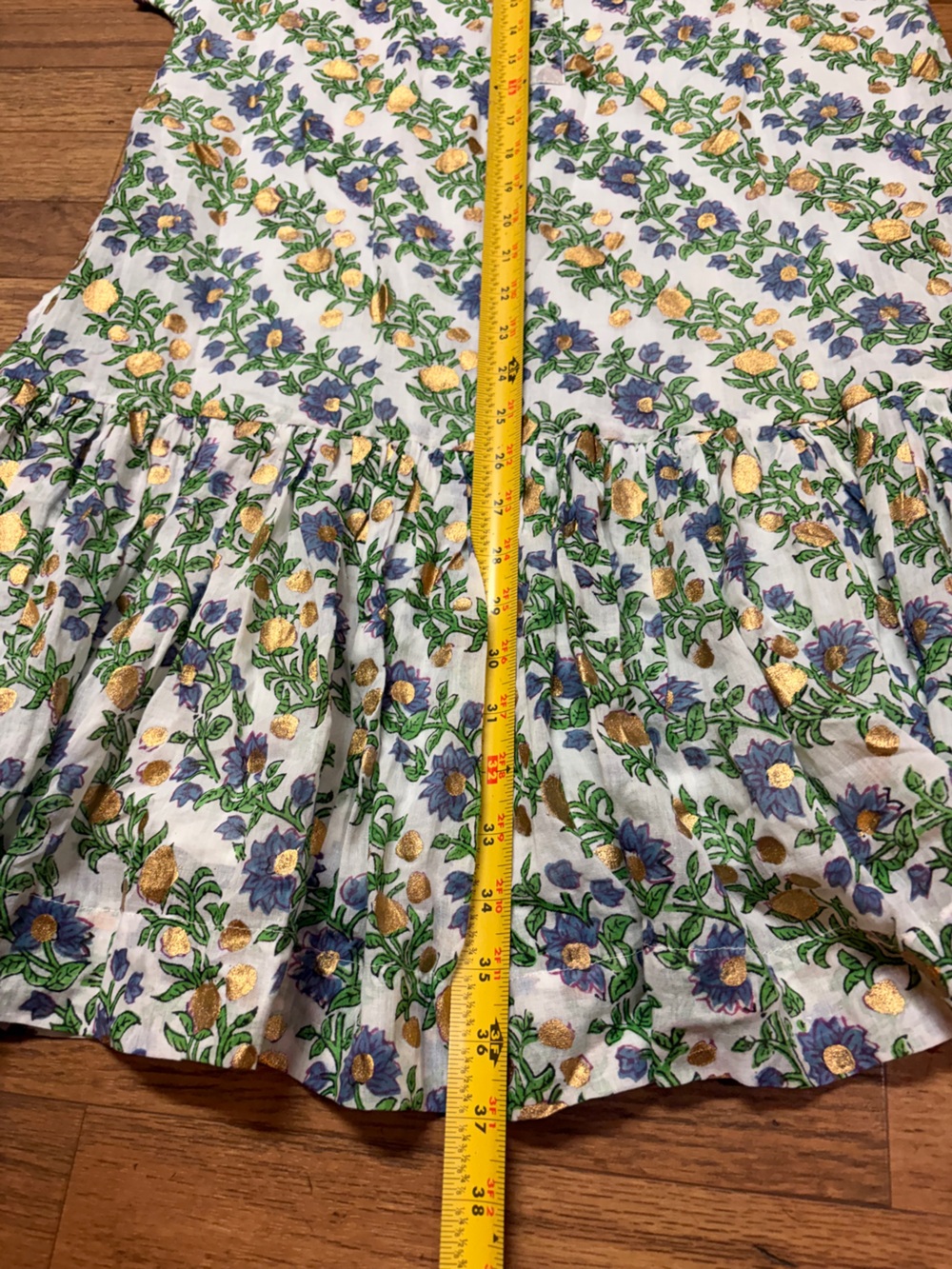 Oliphant Floral Mini Dress in Cream, Blue, Green - Picture 6 of 11